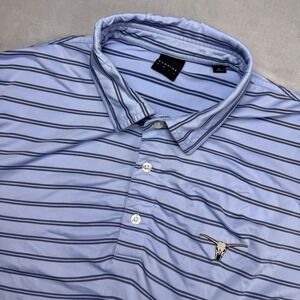 Dunning Golf Mens XL Blue Stripe Longhorn Embroidered Polo Shirt Short Sleeve